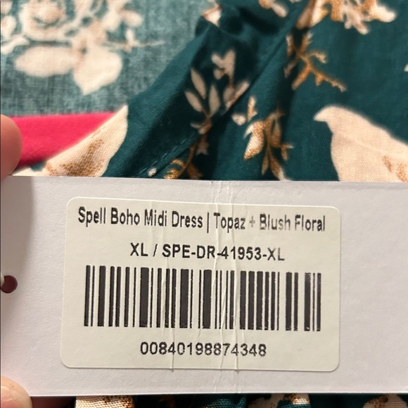 Baltic Born Dark Green and Pink Floral Midi Dress - Picture 5 of 7